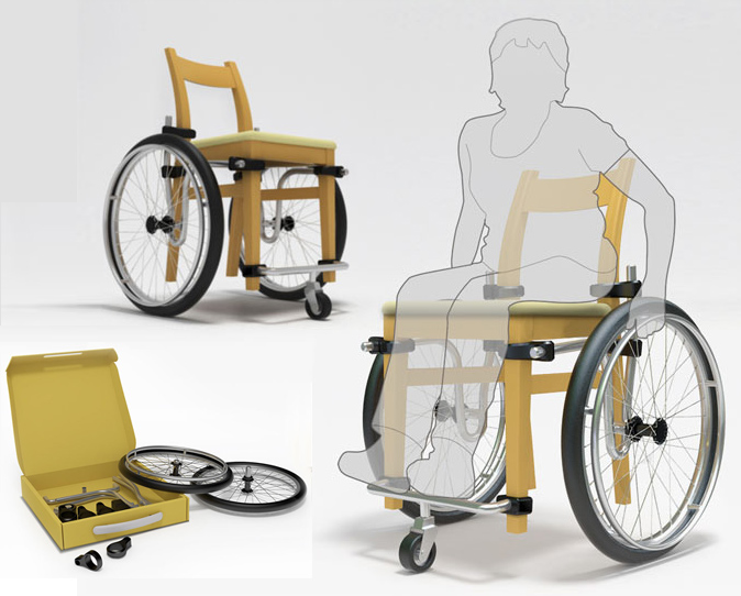 Fauteuil roulant sans siege, en kit et facile a transporter