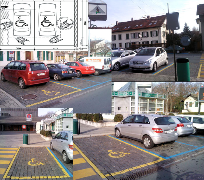 Places de parc pour personnes handicapées àÉpalinges, route de la Croix-Blanche