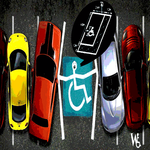 Gice space for disabled parking De la place pour le parking des personnes handicapées