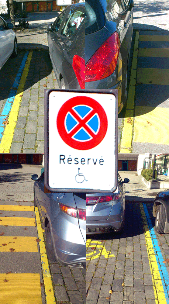 État du parking réservé àÉpalinges en Octobre 2014, toujours aussi honteux voire pire